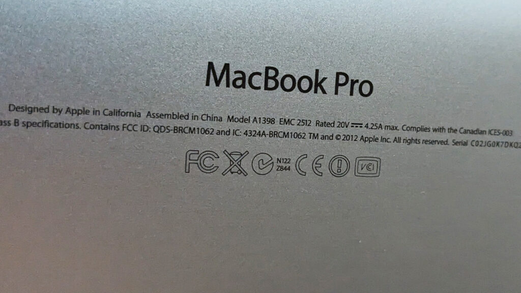 MacBook Pro 15インチ Retina（Mid 2013）
